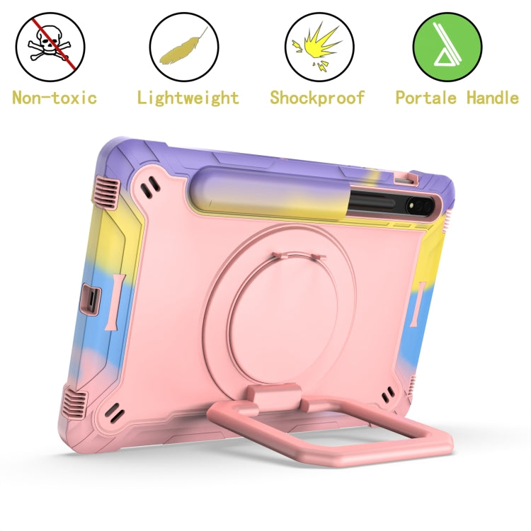 For Samsung Galaxy Tab S7 / S8 Silicone + PC Bracelet Holder Tablet Case(Bright Rose Gold) - Galaxy Tab S8 Cases by buy2fix | Online Shopping UK | buy2fix