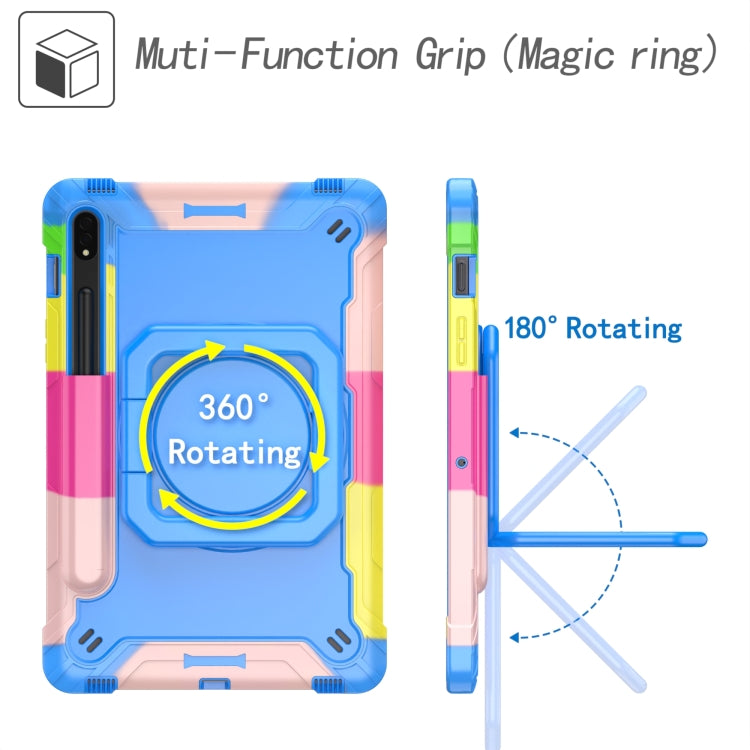 For Samsung Galaxy Tab S7 / S8 Silicone + PC Bracelet Holder Tablet Case(Camouflage + Blue) - Galaxy Tab S8 Cases by buy2fix | Online Shopping UK | buy2fix