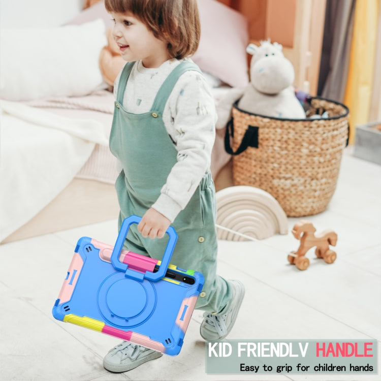 For Samsung Galaxy Tab S7 / S8 Silicone + PC Bracelet Holder Tablet Case(Camouflage + Blue) - Galaxy Tab S8 Cases by buy2fix | Online Shopping UK | buy2fix