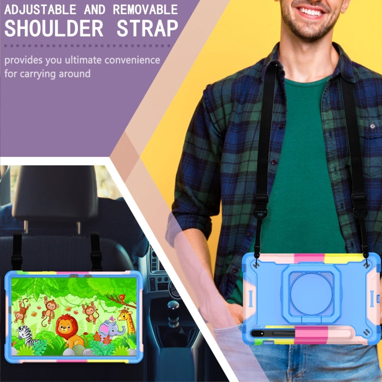 For Samsung Galaxy Tab S7 / S8 Silicone + PC Bracelet Holder Tablet Case(Camouflage + Blue) - Galaxy Tab S8 Cases by buy2fix | Online Shopping UK | buy2fix
