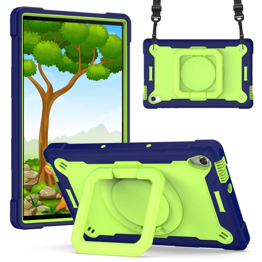 For Lenovo Tab M10 HD 2nd Gen Silicone + PC Bracelet Holder Tablet Case(Navy Blue + Yellow Green) - Lenovo by buy2fix | Online Shopping UK | buy2fix