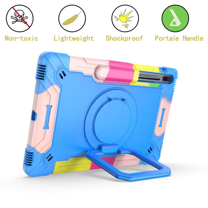 For Samsung Galaxy Tab S7+ / S8+ / S7 FE Silicone + PC Bracelet Holder Tablet Case(Camouflage + Blue) - Galaxy Tab S8+ Cases by buy2fix | Online Shopping UK | buy2fix