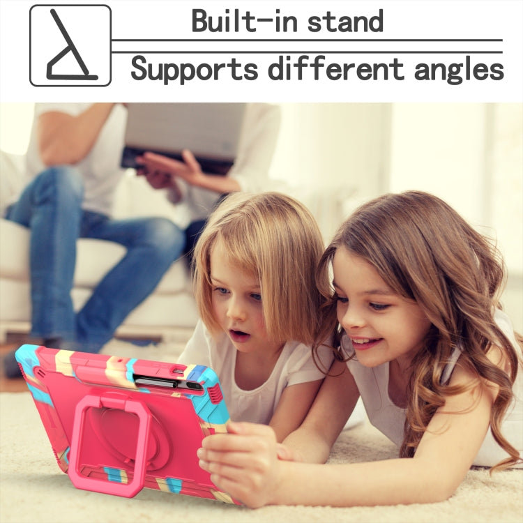 For Samsung Galaxy Tab S7+ / S8+ / S7 FE Silicone + PC Bracelet Holder Tablet Case(Camouflage + Rose Red) - Galaxy Tab S8+ Cases by buy2fix | Online Shopping UK | buy2fix
