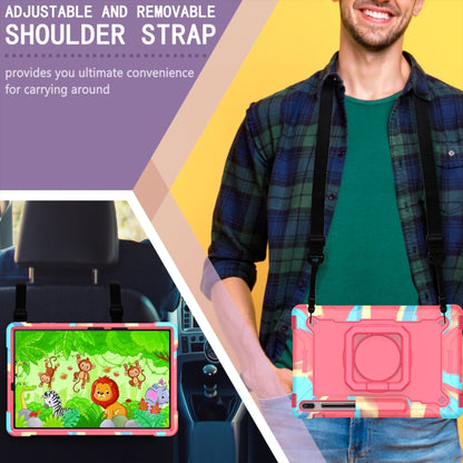 For Samsung Galaxy Tab S7+ / S8+ / S7 FE Silicone + PC Bracelet Holder Tablet Case(Camouflage + Rose Red) - Galaxy Tab S8+ Cases by buy2fix | Online Shopping UK | buy2fix