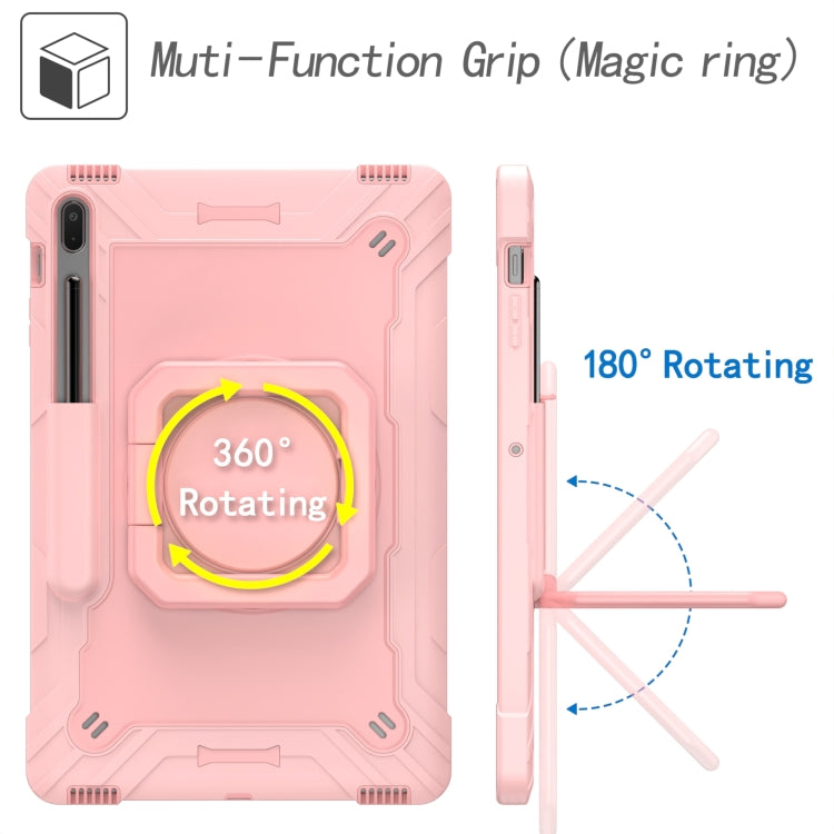 For Samsung Galaxy Tab S7+ / S8+ / S7 FE Silicone + PC Bracelet Holder Tablet Case(Rose Gold) - Galaxy Tab S8+ Cases by buy2fix | Online Shopping UK | buy2fix