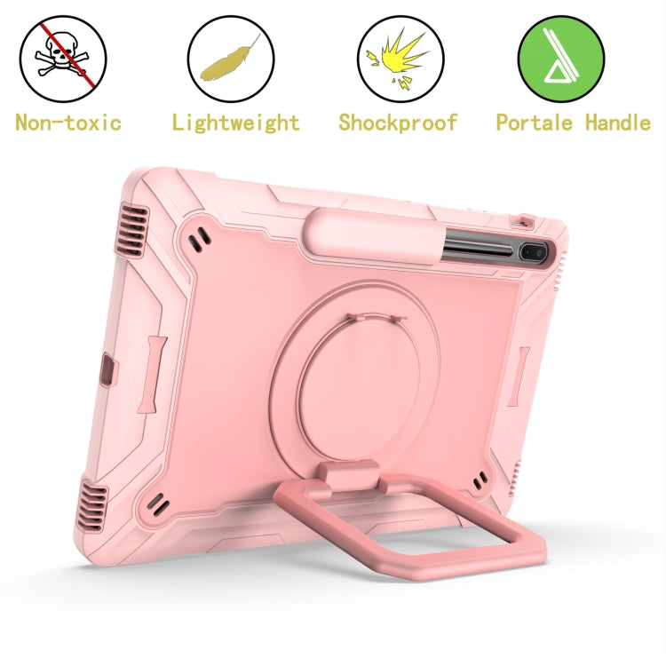 For Samsung Galaxy Tab S7+ / S8+ / S7 FE Silicone + PC Bracelet Holder Tablet Case(Rose Gold) - Galaxy Tab S8+ Cases by buy2fix | Online Shopping UK | buy2fix