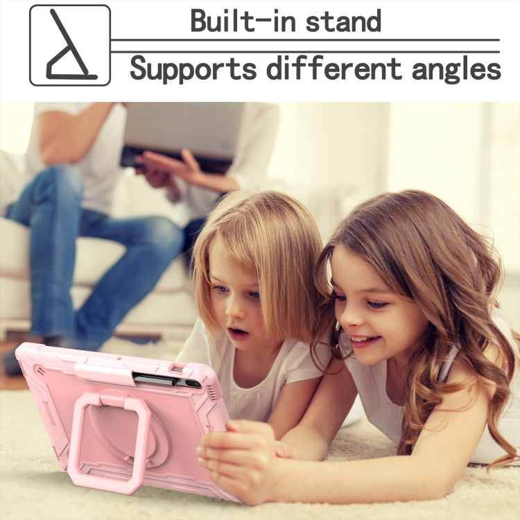 For Samsung Galaxy Tab S7+ / S8+ / S7 FE Silicone + PC Bracelet Holder Tablet Case(Rose Gold) - Galaxy Tab S8+ Cases by buy2fix | Online Shopping UK | buy2fix
