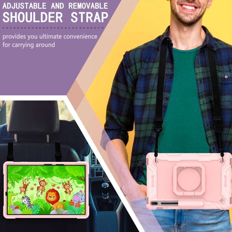 For Samsung Galaxy Tab S7+ / S8+ / S7 FE Silicone + PC Bracelet Holder Tablet Case(Rose Gold) - Galaxy Tab S8+ Cases by buy2fix | Online Shopping UK | buy2fix