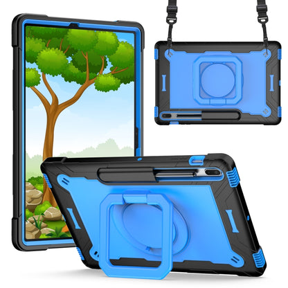 For Samsung Galaxy Tab S7+ / S8+ / S7 FE Silicone + PC Bracelet Holder Tablet Case(Black + Blue) - Galaxy Tab S8+ Cases by buy2fix | Online Shopping UK | buy2fix