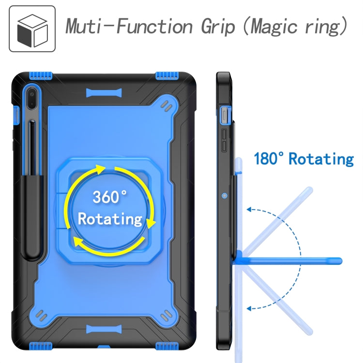For Samsung Galaxy Tab S7+ / S8+ / S7 FE Silicone + PC Bracelet Holder Tablet Case(Black + Blue) - Galaxy Tab S8+ Cases by buy2fix | Online Shopping UK | buy2fix