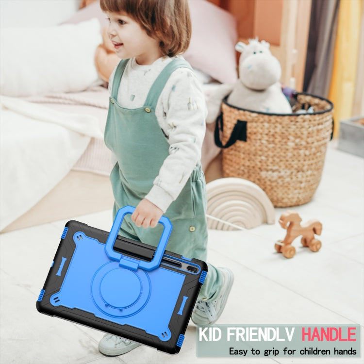 For Samsung Galaxy Tab S7+ / S8+ / S7 FE Silicone + PC Bracelet Holder Tablet Case(Black + Blue) - Galaxy Tab S8+ Cases by buy2fix | Online Shopping UK | buy2fix