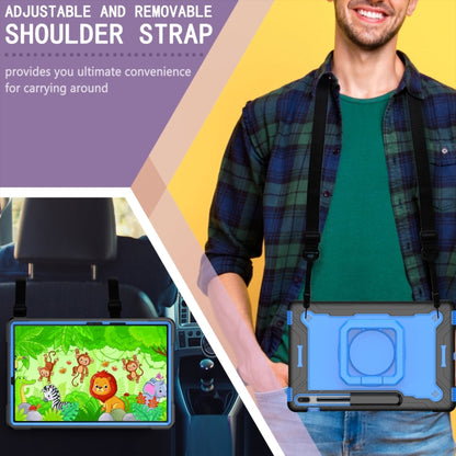 For Samsung Galaxy Tab S7+ / S8+ / S7 FE Silicone + PC Bracelet Holder Tablet Case(Black + Blue) - Galaxy Tab S8+ Cases by buy2fix | Online Shopping UK | buy2fix