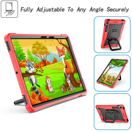 For Samsung Galaxy Tab S7+ / S8+ / S7 FE Silicone + PC Bracelet Holder Tablet Case(Black + Rose Red) - Galaxy Tab S8+ Cases by buy2fix | Online Shopping UK | buy2fix