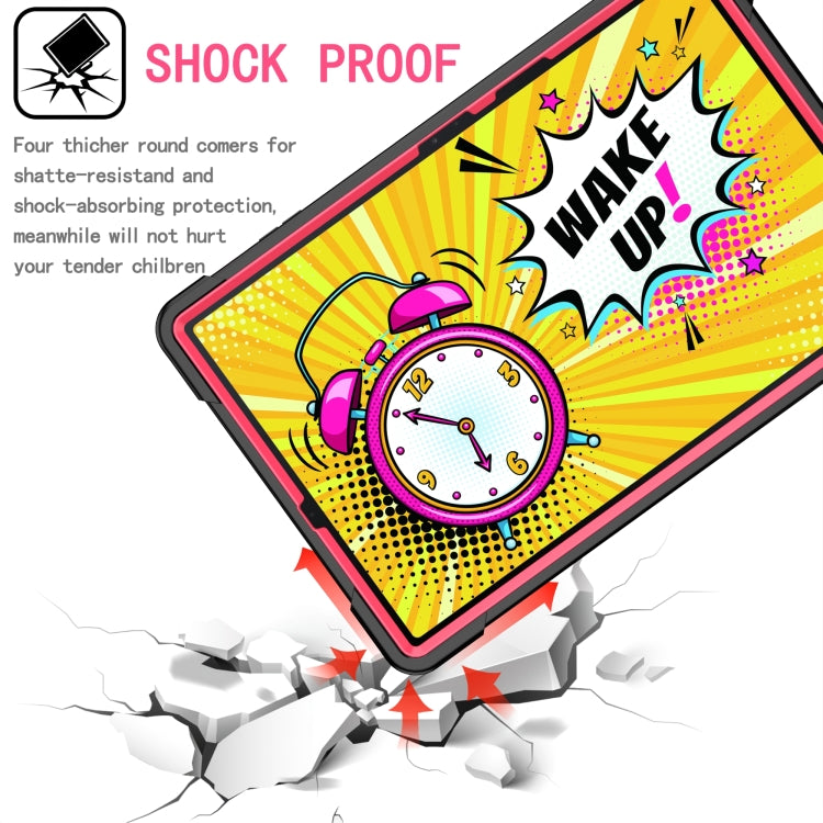 For Samsung Galaxy Tab S7+ / S8+ / S7 FE Silicone + PC Bracelet Holder Tablet Case(Black + Rose Red) - Galaxy Tab S8+ Cases by buy2fix | Online Shopping UK | buy2fix