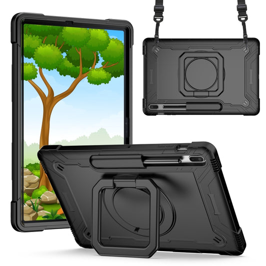 For Samsung Galaxy Tab S7+ / S8+ / S7 FE Silicone + PC Bracelet Holder Tablet Case(Black) - Galaxy Tab S8+ Cases by buy2fix | Online Shopping UK | buy2fix