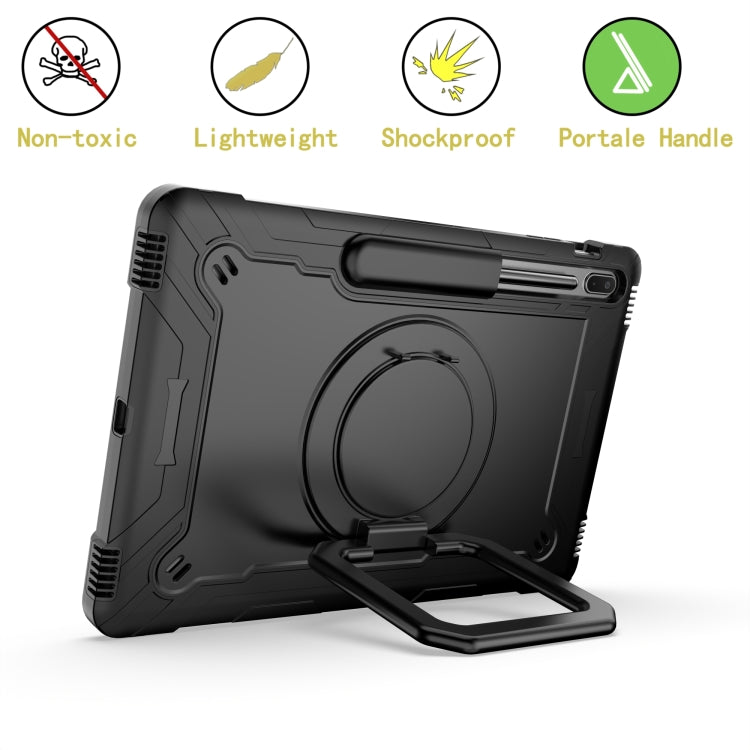 For Samsung Galaxy Tab S7+ / S8+ / S7 FE Silicone + PC Bracelet Holder Tablet Case(Black) - Galaxy Tab S8+ Cases by buy2fix | Online Shopping UK | buy2fix