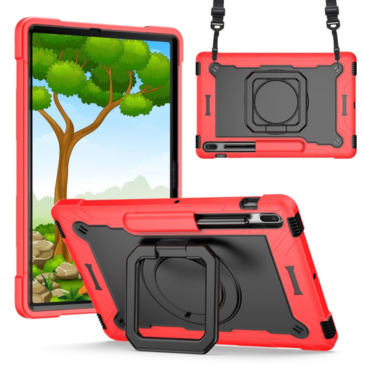 For Samsung Galaxy Tab S7+ / S8+ / S7 FE Silicone + PC Bracelet Holder Tablet Case(Red + Black) - Galaxy Tab S8+ Cases by buy2fix | Online Shopping UK | buy2fix