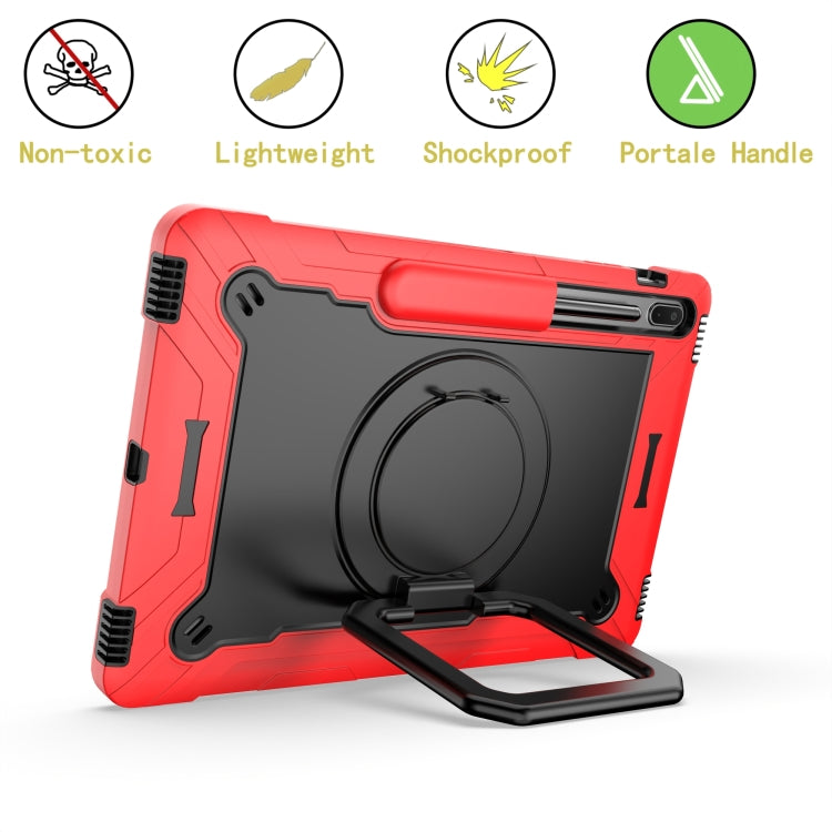 For Samsung Galaxy Tab S7+ / S8+ / S7 FE Silicone + PC Bracelet Holder Tablet Case(Red + Black) - Galaxy Tab S8+ Cases by buy2fix | Online Shopping UK | buy2fix