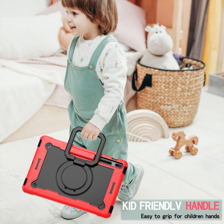 For Samsung Galaxy Tab S7+ / S8+ / S7 FE Silicone + PC Bracelet Holder Tablet Case(Red + Black) - Galaxy Tab S8+ Cases by buy2fix | Online Shopping UK | buy2fix