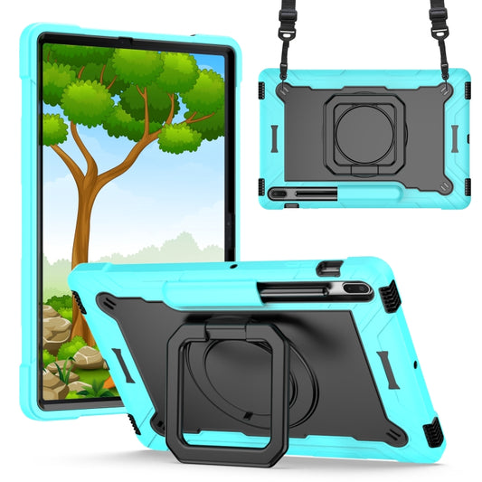 For Samsung Galaxy Tab S7+ / S8+ / S7 FE Silicone + PC Bracelet Holder Tablet Case(Mint Green + Black) - Galaxy Tab S8+ Cases by buy2fix | Online Shopping UK | buy2fix