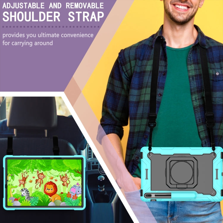 For Samsung Galaxy Tab S7+ / S8+ / S7 FE Silicone + PC Bracelet Holder Tablet Case(Mint Green + Black) - Galaxy Tab S8+ Cases by buy2fix | Online Shopping UK | buy2fix