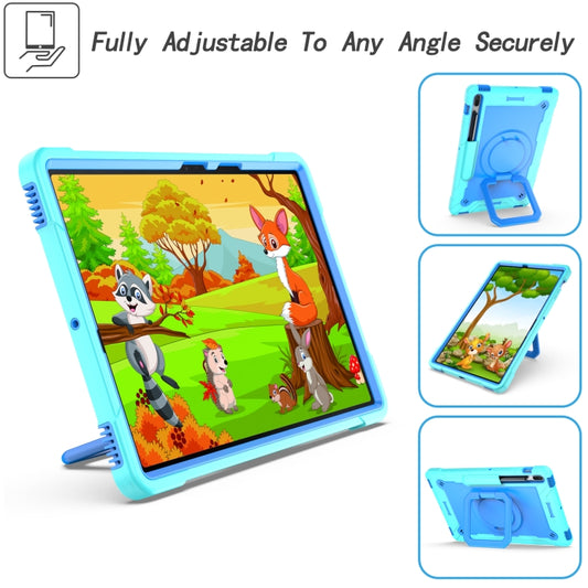 For Samsung Galaxy Tab S7+ / S8+ / S7 FE Silicone + PC Bracelet Holder Tablet Case(Mint Green + Blue) - Galaxy Tab S8+ Cases by buy2fix | Online Shopping UK | buy2fix