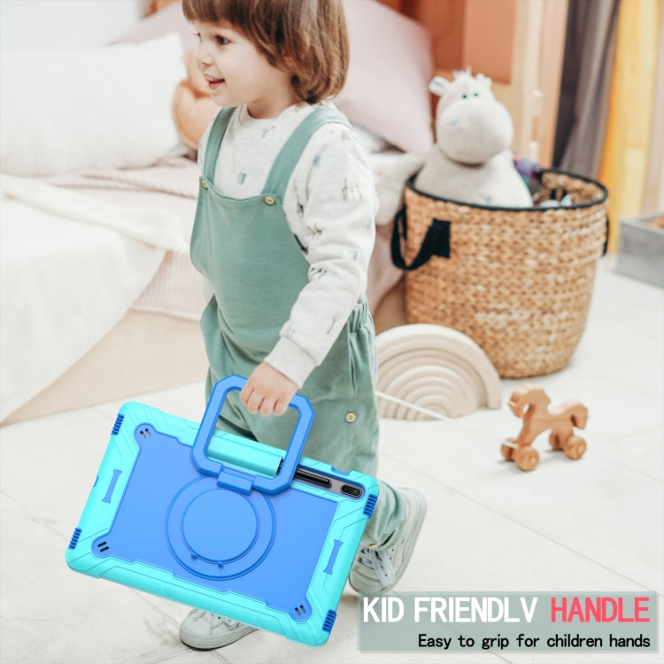 For Samsung Galaxy Tab S7+ / S8+ / S7 FE Silicone + PC Bracelet Holder Tablet Case(Mint Green + Blue) - Galaxy Tab S8+ Cases by buy2fix | Online Shopping UK | buy2fix
