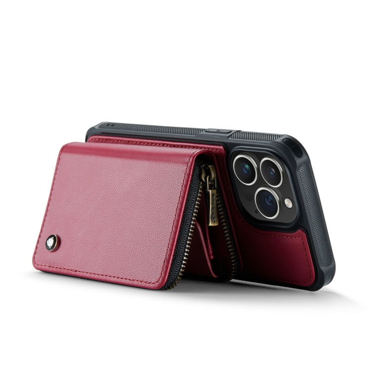 For iPhone 14 Plus JEEHOOD C22 Series Zipper Wallet Phone Case with Long and Short Lanyard(Red) - iPhone 14 Plus Cases by JEEHOOD | Online Shopping UK | buy2fix