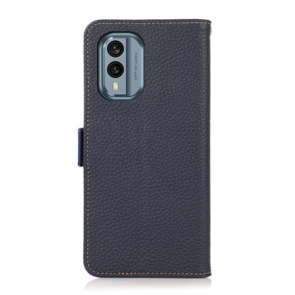 For Nokia X30 5G KHAZNEH Side-Magnetic Litchi Genuine Leather RFID Phone Case(Blue) - Nokia Cases by buy2fix | Online Shopping UK | buy2fix