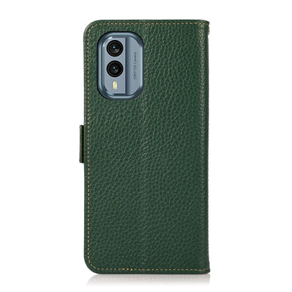 For Nokia X30 5G KHAZNEH Side-Magnetic Litchi Genuine Leather RFID Phone Case(Green) - Nokia Cases by buy2fix | Online Shopping UK | buy2fix