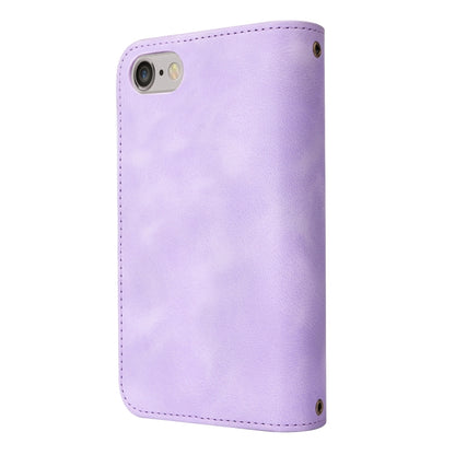 For iPhone SE 2022 / SE 2020 / 8 / 7 Multifunctional Card Slot Zipper Wallet Leather Phone Case(Purple) - iPhone SE 2022 / 2020 / 8 / 7 Cases by buy2fix | Online Shopping UK | buy2fix