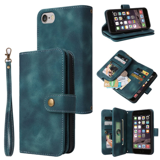 For iPhone 6s / 6 Multifunctional Card Slot Zipper Wallet Leather Phone Case(Blue) - More iPhone Cases by buy2fix | Online Shopping UK | buy2fix