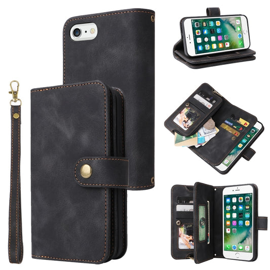 For iPhone 6s Plus / 6 Plus Multifunctional Card Slot Zipper Wallet Leather Phone Case(Black) - More iPhone Cases by buy2fix | Online Shopping UK | buy2fix