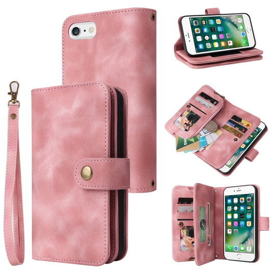 For iPhone 6s Plus / 6 Plus Multifunctional Card Slot Zipper Wallet Leather Phone Case(Rose Gold) - More iPhone Cases by buy2fix | Online Shopping UK | buy2fix