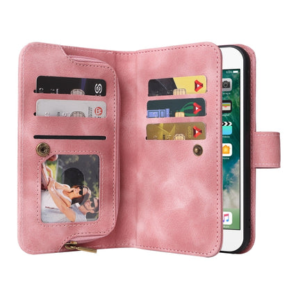 For iPhone 6s Plus / 6 Plus Multifunctional Card Slot Zipper Wallet Leather Phone Case(Rose Gold) - More iPhone Cases by buy2fix | Online Shopping UK | buy2fix