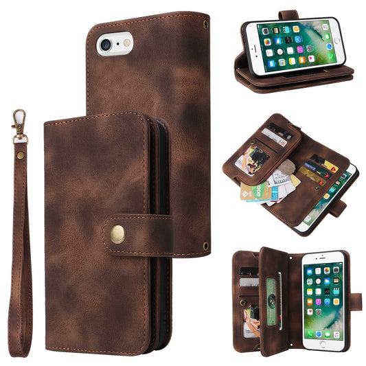 For iPhone 6s Plus / 6 Plus Multifunctional Card Slot Zipper Wallet Leather Phone Case(Brown) - More iPhone Cases by buy2fix | Online Shopping UK | buy2fix