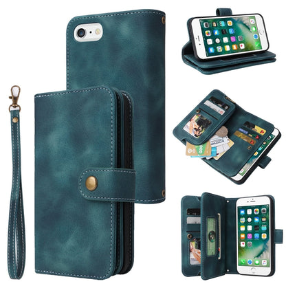 For iPhone 6s Plus / 6 Plus Multifunctional Card Slot Zipper Wallet Leather Phone Case(Blue) - More iPhone Cases by buy2fix | Online Shopping UK | buy2fix