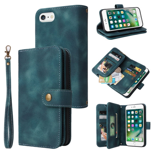 For iPhone 6s Plus / 6 Plus Multifunctional Card Slot Zipper Wallet Leather Phone Case(Blue) - More iPhone Cases by buy2fix | Online Shopping UK | buy2fix