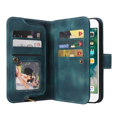For iPhone 6s Plus / 6 Plus Multifunctional Card Slot Zipper Wallet Leather Phone Case(Blue) - More iPhone Cases by buy2fix | Online Shopping UK | buy2fix