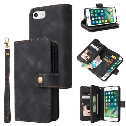 For iPhone 8 Plus / 7 Plus Multifunctional Card Slot Zipper Wallet Leather Phone Case(Black) - More iPhone Cases by buy2fix | Online Shopping UK | buy2fix
