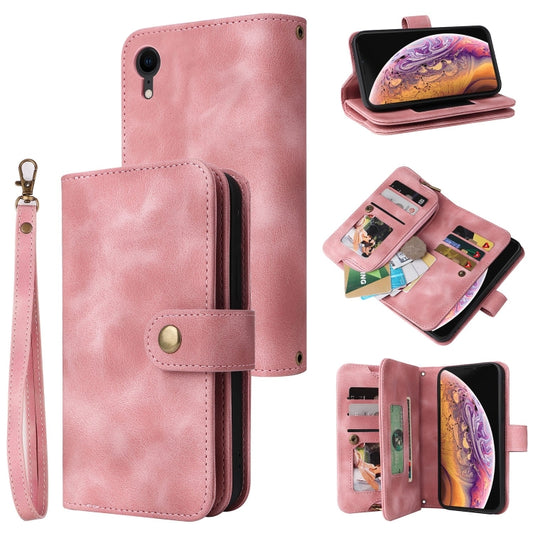 For iPhone XR Multifunctional Card Slot Zipper Wallet Leather Phone Case(Rose Gold) - More iPhone Cases by buy2fix | Online Shopping UK | buy2fix