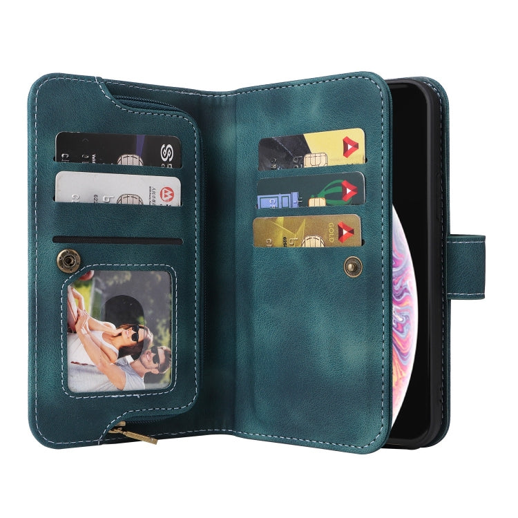 For iPhone XR Multifunctional Card Slot Zipper Wallet Leather Phone Case(Blue) - More iPhone Cases by buy2fix | Online Shopping UK | buy2fix