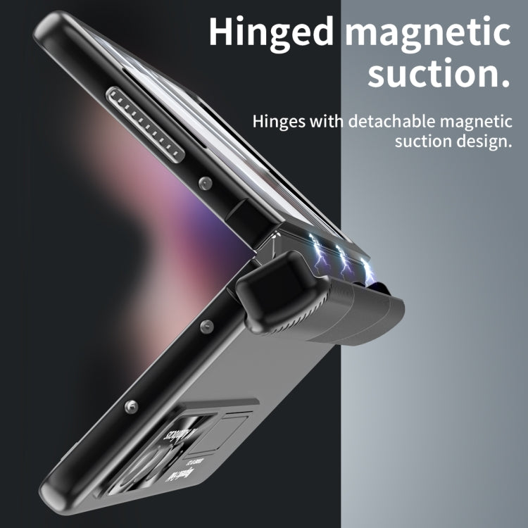 For Samsung Galaxy Z Fold3 5G Electroplating Corrugated Hinge Folding Phone Case(Black) - Galaxy Phone Cases by buy2fix | Online Shopping UK | buy2fix