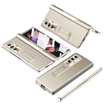 For Samsung Galaxy Z Fold3 5G Electroplating Corrugated Hinge Folding Phone Case(Champagne Gold) - Galaxy Phone Cases by buy2fix | Online Shopping UK | buy2fix