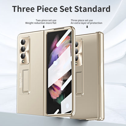 For Samsung Galaxy Z Fold3 5G Electroplating Corrugated Hinge Folding Phone Case(Champagne Gold) - Galaxy Phone Cases by buy2fix | Online Shopping UK | buy2fix