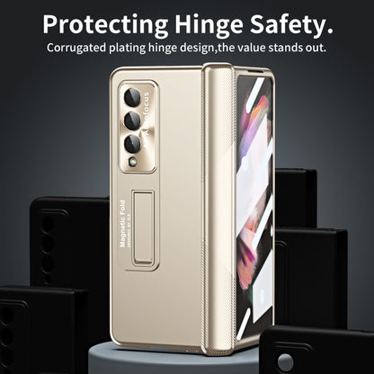 For Samsung Galaxy Z Fold3 5G Electroplating Corrugated Hinge Folding Phone Case(Champagne Gold) - Galaxy Phone Cases by buy2fix | Online Shopping UK | buy2fix