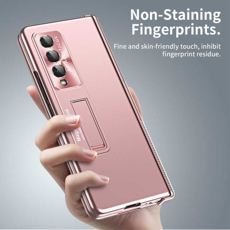 For Samsung Galaxy Z Fold4 Electroplating Corrugated Hinge Folding Phone Case(Rose Gold) - Galaxy Z Fold4 5G Cases by buy2fix | Online Shopping UK | buy2fix