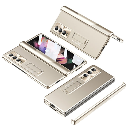For Samsung Galaxy Z Fold4 Electroplating Corrugated Hinge Folding Phone Case(Champagne Gold) - Galaxy Z Fold4 5G Cases by buy2fix | Online Shopping UK | buy2fix