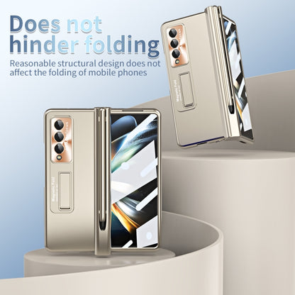 For Samsung Galaxy Z Fold3 5G Electroplating Corrugated Hinge Folding Phone Case with Pen Slot(Gold) - Galaxy Phone Cases by buy2fix | Online Shopping UK | buy2fix