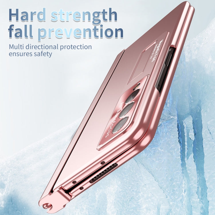 For Samsung Galaxy Z Fold4 Electroplating Corrugated Hinge Folding Phone Case with Pen Slot(Pink) - Galaxy Z Fold4 5G Cases by buy2fix | Online Shopping UK | buy2fix